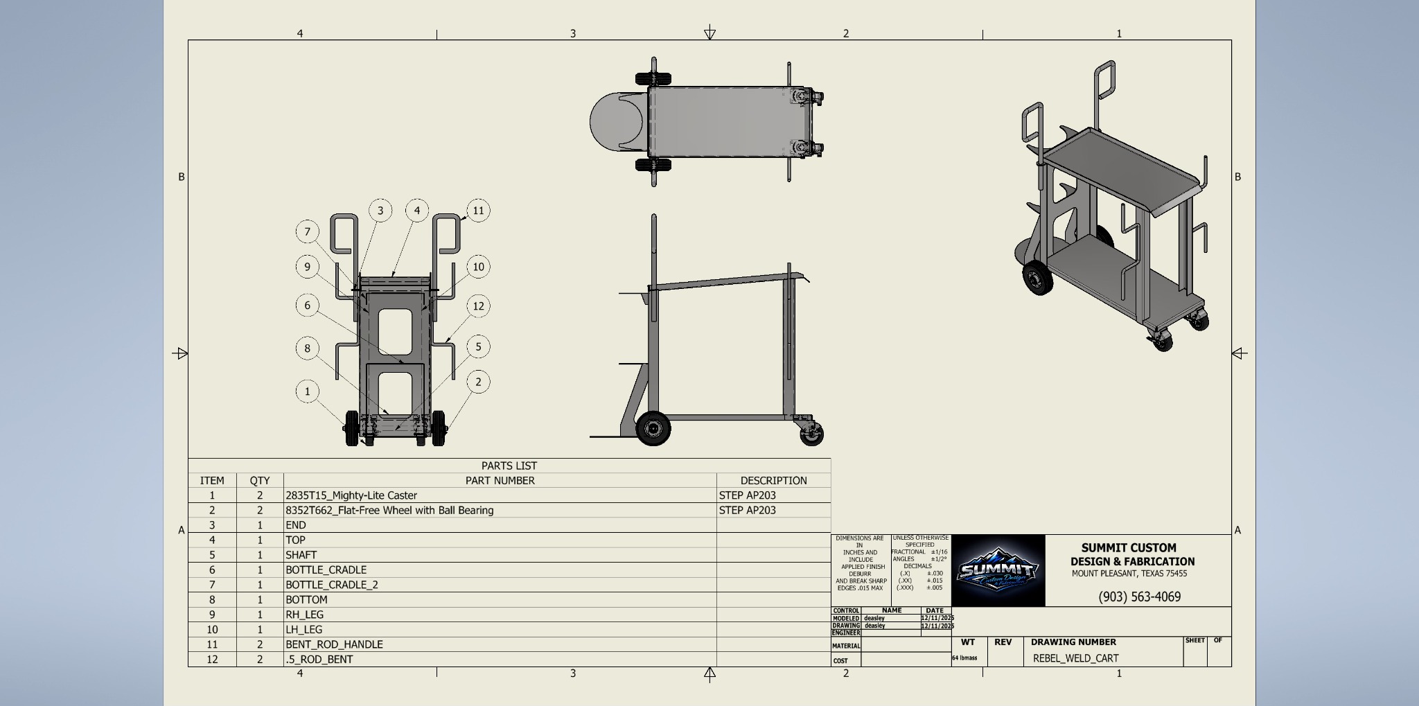 Weld cart design drawing